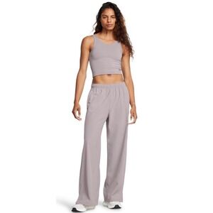 Under Armour Rival Wide Leg Pants Women's XL Taupe Loose Fit Stretch Woven NWT